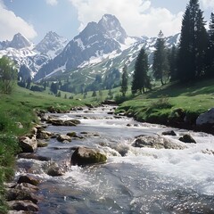 Canvas Print - Mountain stream in the Alps