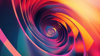 Wall Mural - colorful gradient spirals merging with sleek geometric patterns, forming a visually striking and har