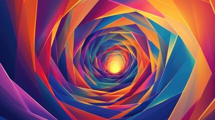Wall Mural - colorful gradient spirals merging with sleek geometric patterns, forming a visually striking and har