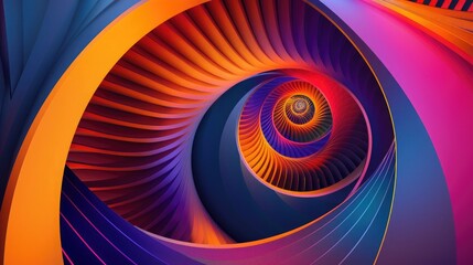 Wall Mural - colorful gradient spirals merging with sleek geometric patterns, forming a visually striking and har