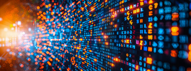 Abstract Digital Background with Blue Coding and Cyberspace Design