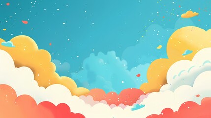 Wall Mural - colorful illustration with a cloud-filled sky 