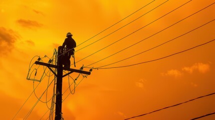 Industry - Electrician working on power lines