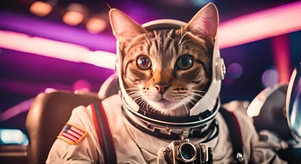 Wall Mural - Cat dressed in the astronaut suit.