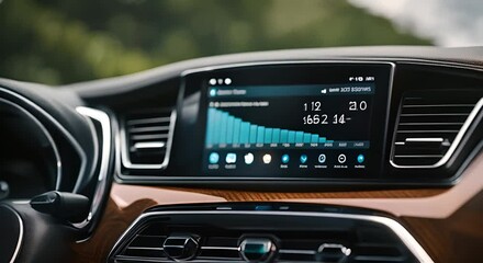Screen on the car dashboard.
