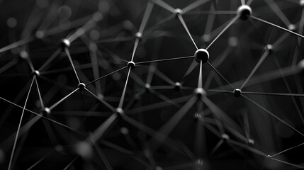 Intricate Black Lines on Dark Abstract Background Creating Network Concept