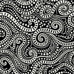 Wall Mural - Vector seamless pattern. Abstract dotted texture. Monochrome warped surface. Creative spotty background. Monochrome Australian print. Can be used as swatch for illustrator.