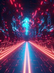 Sticker - futuristic tunnel of blue and red lights