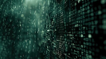 Digital Data Flow: Binary Code Streaming in Dark Hues