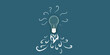 © Who is Danny - An illustrated light bulb with decorative swirls on a teal background, symbolizing creative inspiration or idea. 3D Rendering