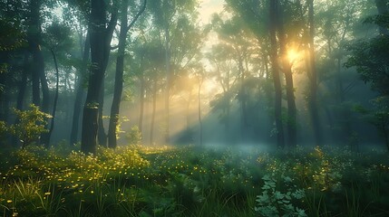 morning mist in the forest