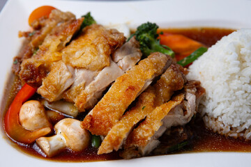 Poster - Asian fried duck with vegetables and coconut sauce