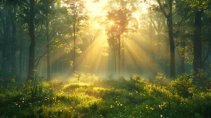 Wall Mural - morning in the forest