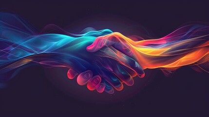 Futuristic Abstract Handshake Design in Negative Space