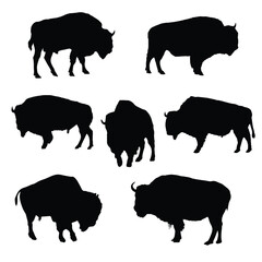 Wall Mural - Set of Bison Silhouette Vector Illustration