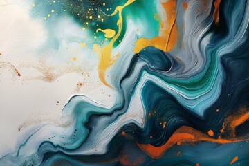 Wall Mural - vibrant and dynamic abstract artwork of an animal feature a harmonious blend of bold colors such as blues, greens, and touches of gold, with fluid, sweeping lines and geometric shapes