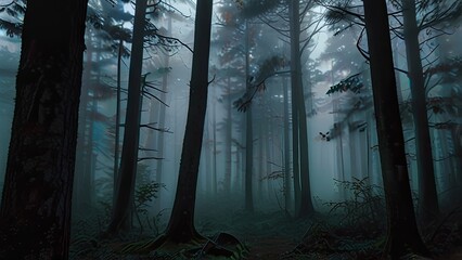 Poster - misty morning in the forest