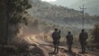 © Michael - Soldiers taking the weapon walking in the hills road rounded with trees very detailed and realistic shape