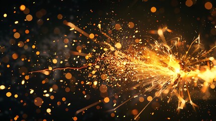 Sparks and fire in a black background very detailed and realistic shape