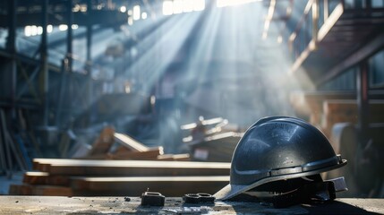 Canvas Print - Hard Hat Resting in a Factory