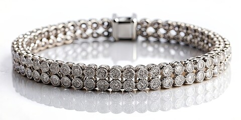 Poster - Silver bracelet featuring sparkling diamonds, jewelry, luxury, accessory, elegant, shiny, fashion, glamour, bracelet