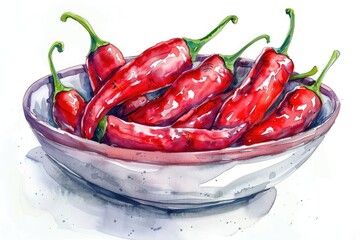 Sticker - Vibrant Red Chili Pepper. Watercolor Illustration of Fresh and Spicy Ingredient for Cooking