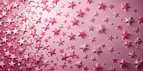 Sticker - Pink shining stars scattered on a pink background, pink, shining, stars, scattered, background, celestial, sparkles