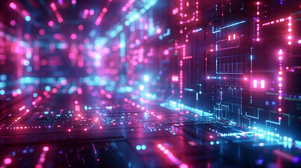 Wall Mural - futuristic neon digital marketing strategy diagram
