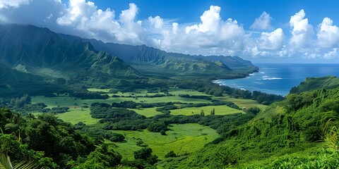 Wall Mural - Landscape photography of green valley and mountains