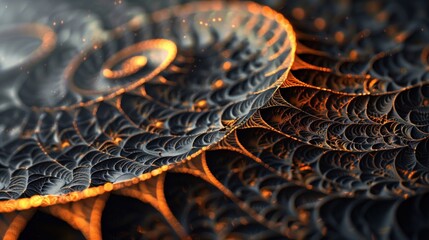 Wall Mural - abstract fractal pattern with glowing orange edges