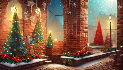 Poster - christmas tree on the wall