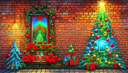 Poster - christmas tree on the wall