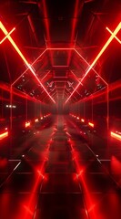 Wall Mural - red neon lights futuristic abstract surreal background