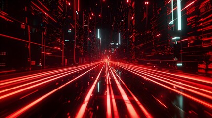 Wall Mural - red neon lights futuristic abstract surreal background