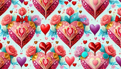 Canvas Print - seamless pattern with hearts