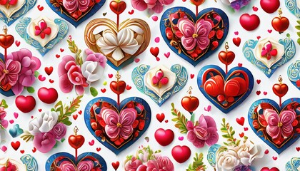 Poster - seamless pattern with hearts