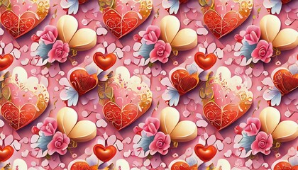 Poster - seamless pattern with hearts