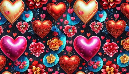 Poster - seamless pattern with hearts