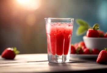 Wall Mural - fruit drink red alcohol juice nature motion dripped water strawberry