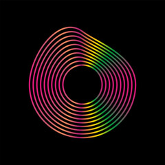 Wall Mural - abstract wavy shape sound equalizer speaker on black background. linear fluid vector design.