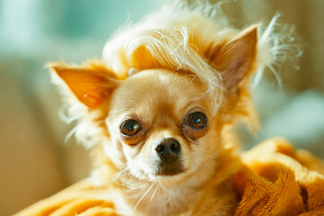 Canvas Print - Chihuahuan dog with a wig