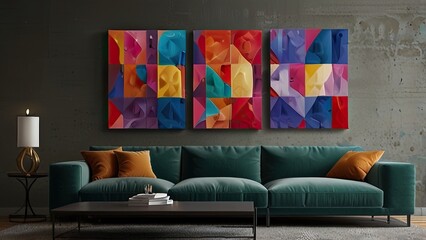 Poster - room with colorful sofa