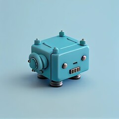 Sticker - a blue box with a camera attached to it