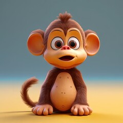 Canvas Print - a cartoon monkey with big eyes sitting down