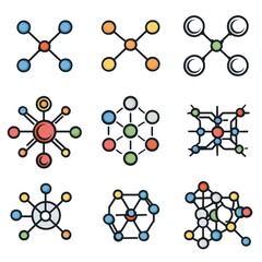 Canvas Print - Set of Colorful Network Icons