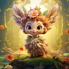 Poster - a cute little girl with a flower in her hair