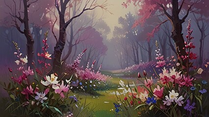 Wall Mural - flowers in the morning