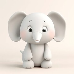 Wall Mural - a small white elephant sitting on top of a white floor