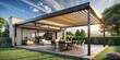 © Sujid - Trendy outdoor patio pergola shade structure with a modern awning and patio roof , patio, pergola, shade, structure
