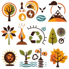 Poster - Colorful Nature and Ecology Icon Set